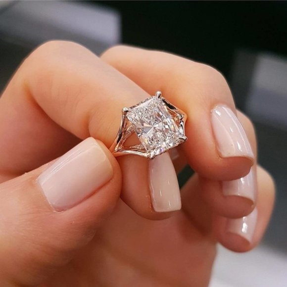 Princess White Sapphire Sterling Silver #5-6-7-8 - Picture 1 of 3